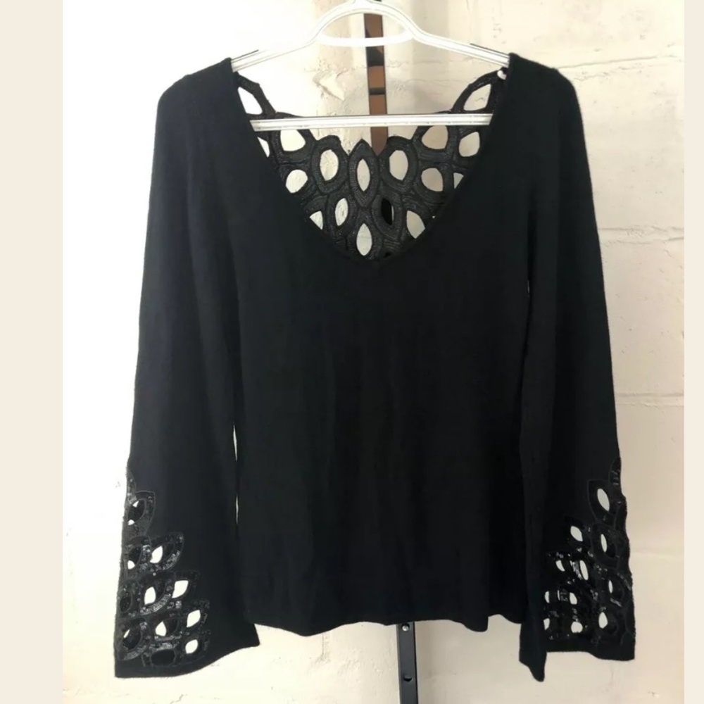 Boston Proper Glamorous Cut Out Sweater Black - Picture 4 of 7